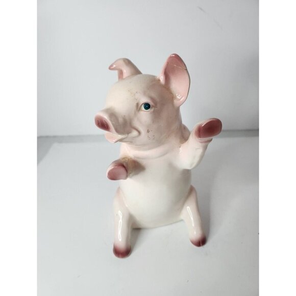VINTAGE 75 Aldon Pink Pig Piggy Figurine Sitting Heavy Sand Filled Farmhouse - Picture 2 of 7